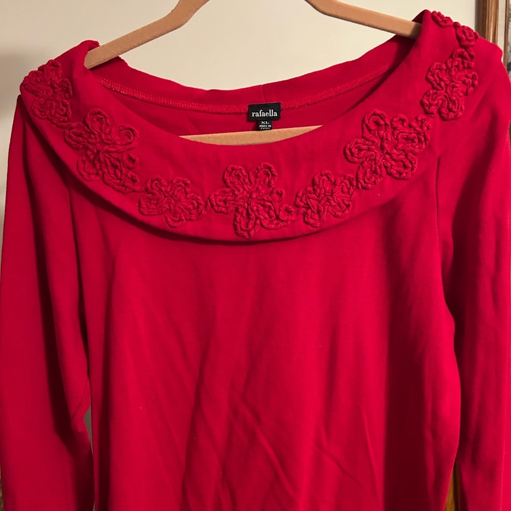 XL Red and Patterned Rafaella Blouse